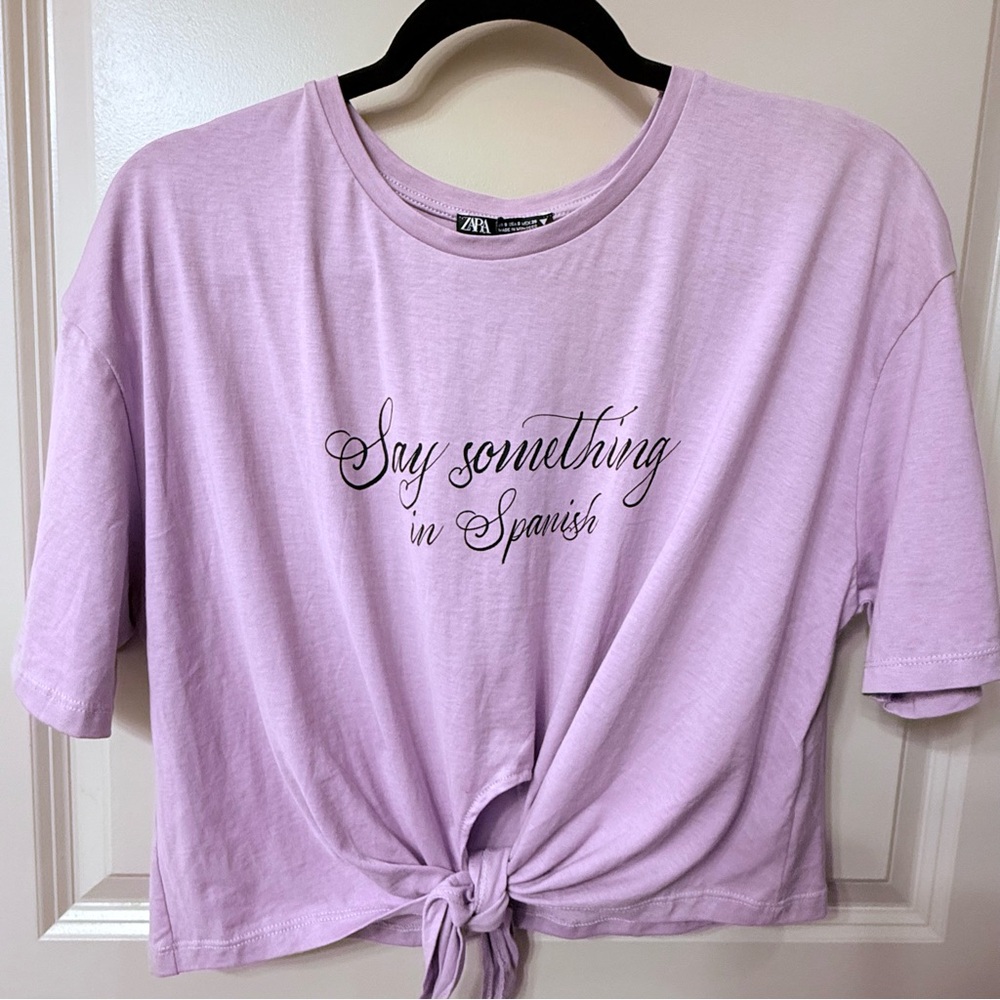 Zara Light Purple Graphic Knot Tee